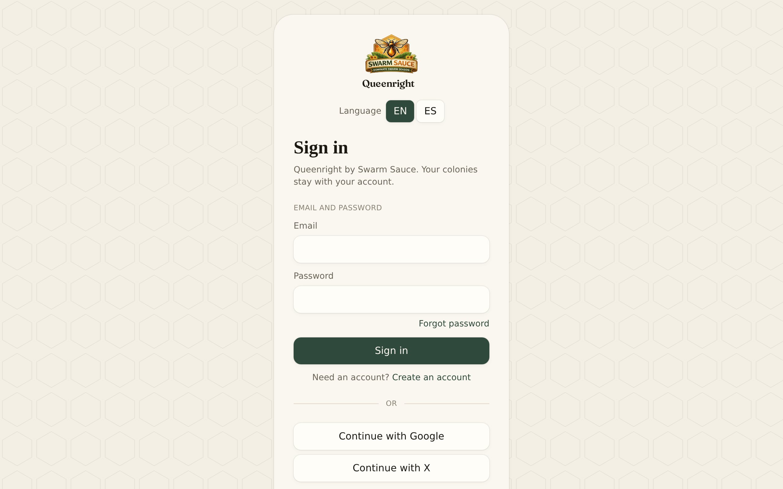 Create and sign in